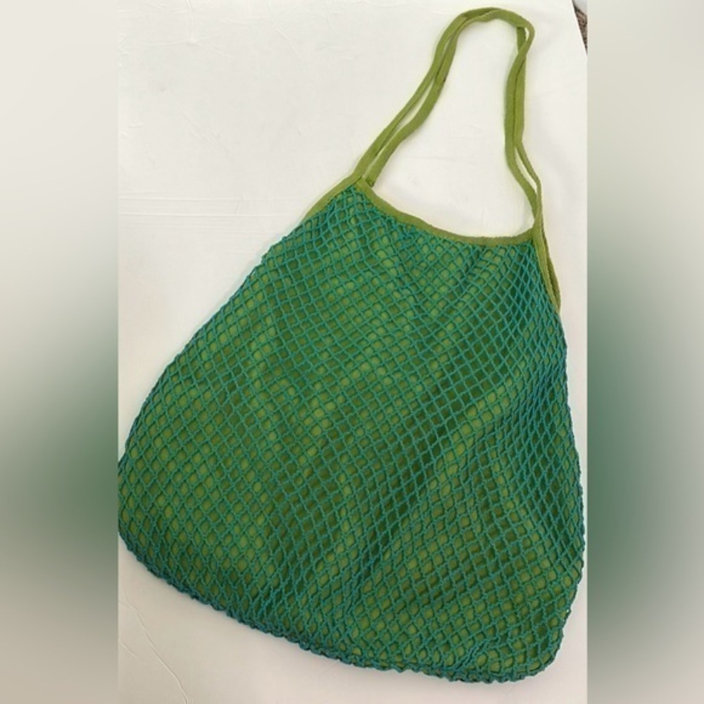 LE CHIC SAC cotton Shopper Bag in green and blue